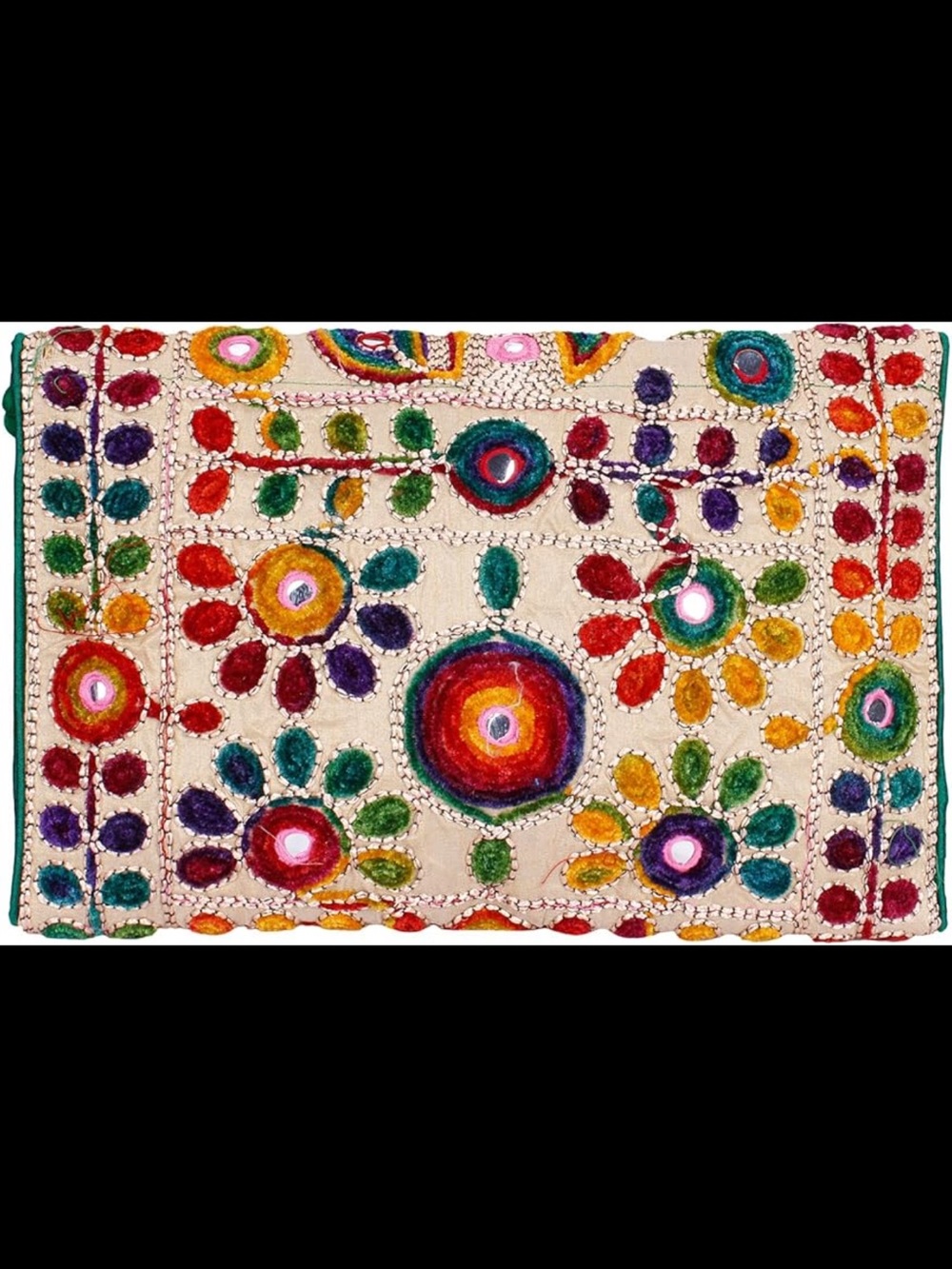 Jaipuri Art Sling Bag - Foldover Clutch
Purse with Traditional Indian
Embroidery - Picture 7 of 8